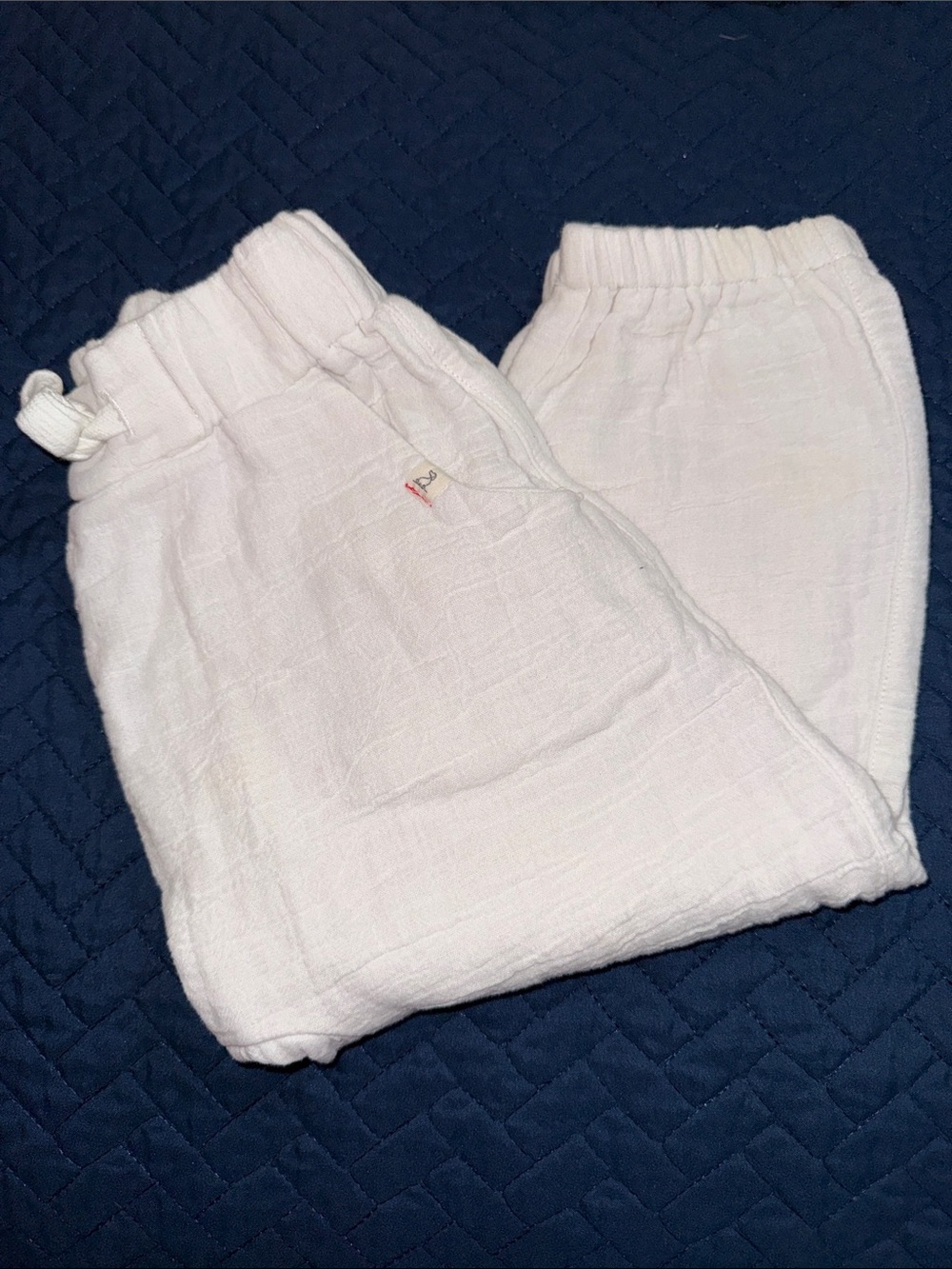 Me & Henry Toddler White Cotton Pants Sz 2-3Y Pull-On Elastic Waist Lightweight